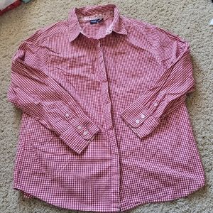 GINGHAM Red and White Long Sleeve Button Down Size XL